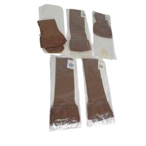 Vintage Knee Highs Brown Beige One Size SET OF 5 NEW